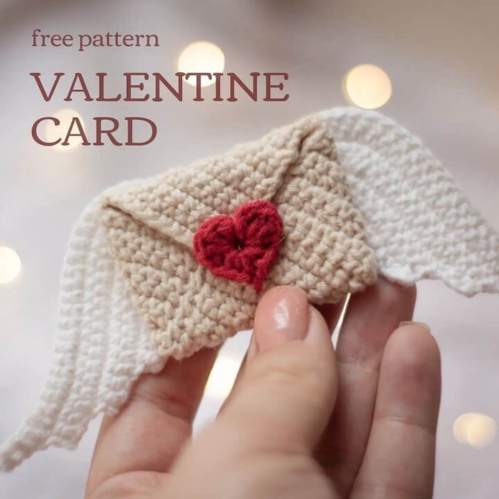 Valentine card free Crochet pattern